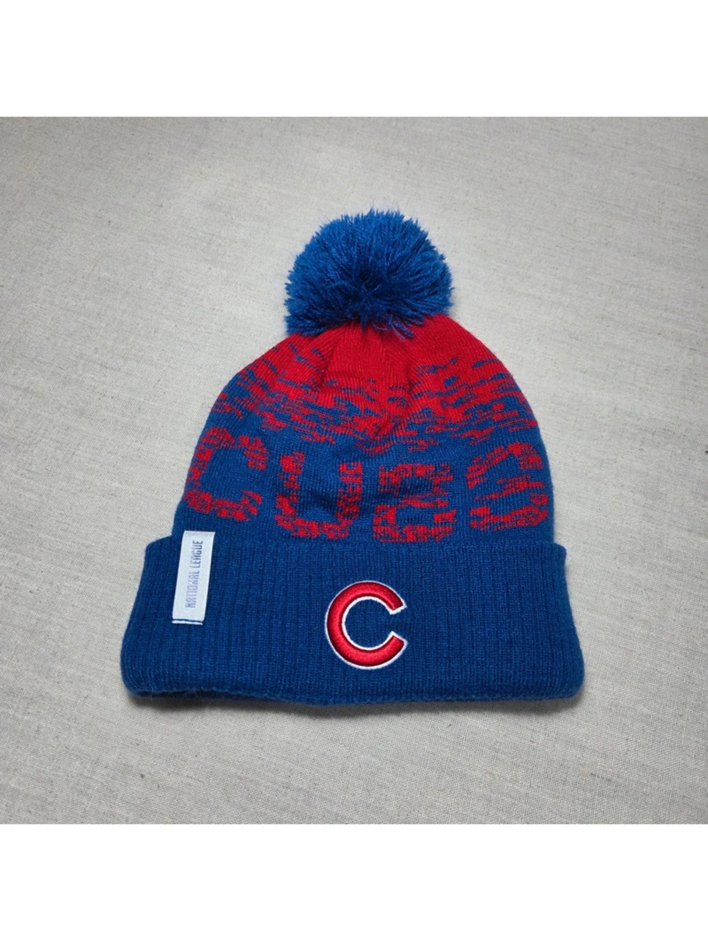 Chicago Cubs New Era MLB Pom Beanie Winter Knit Hat Blue Red